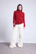 Pull Col Roule Iris - Rouge Bordeau - Femme