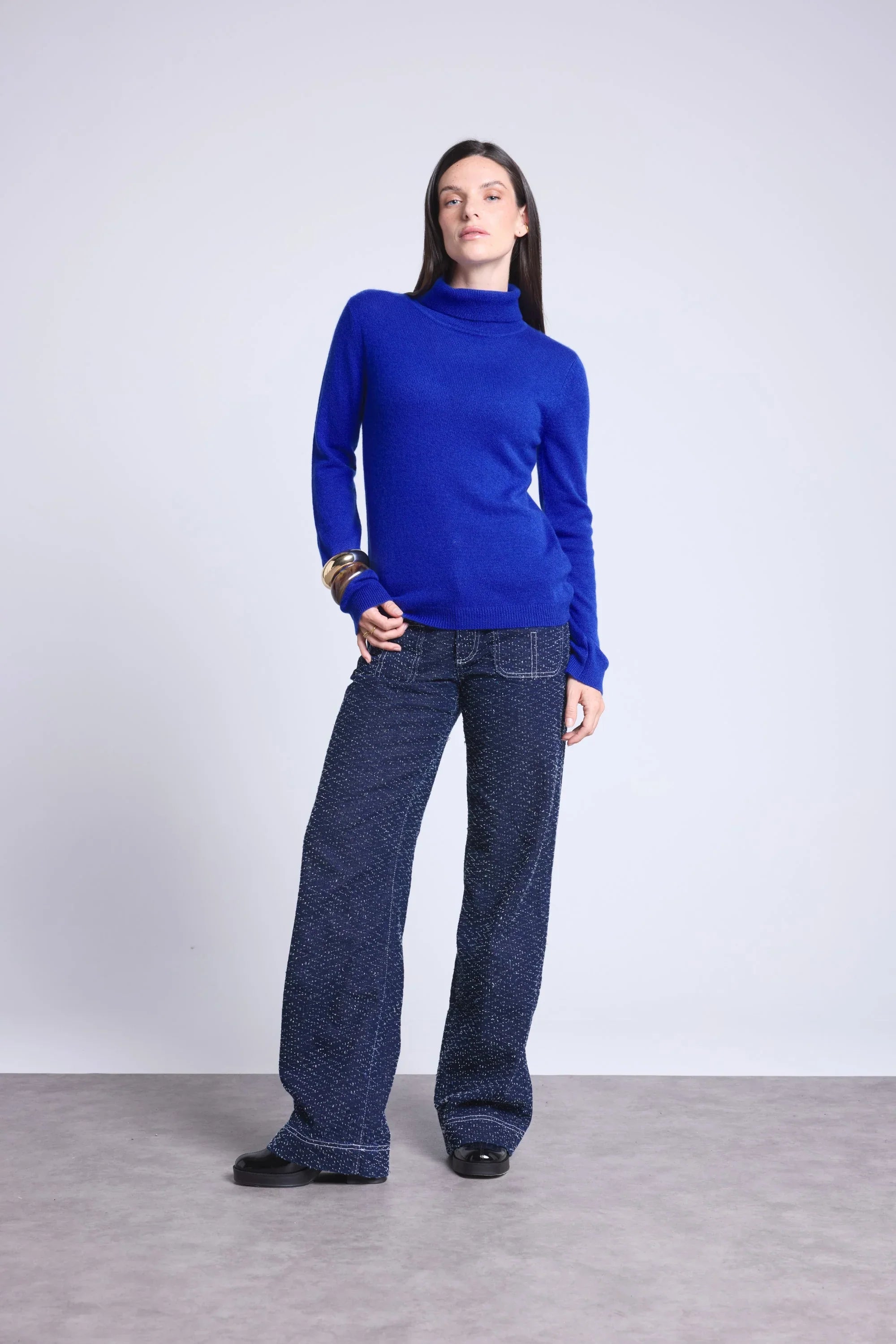 Pull Col Roule Iris - Bleu Roi - Femme