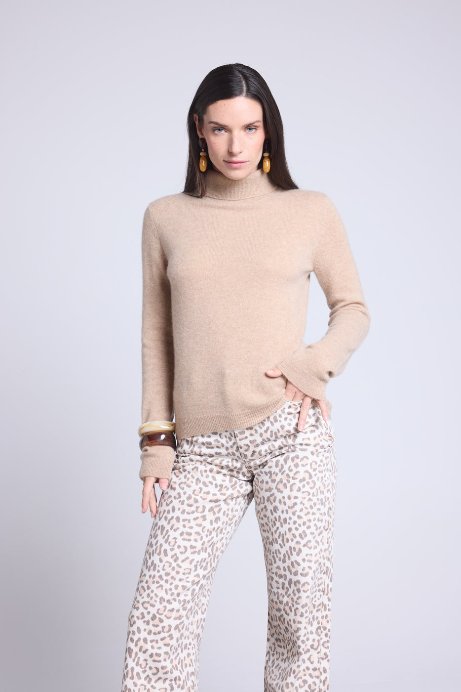 Pull Col Roule Iris - Beige Creme - Femme