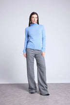 Pull Col Roule Iris - Bleu Ciel - Femme