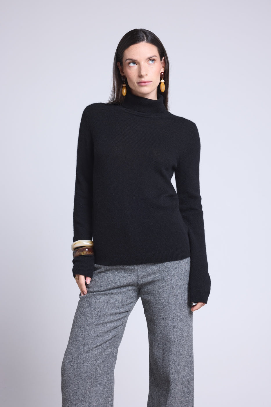 Pull Col Roule Iris - Noir - Femme