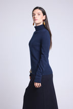 Jersey de cuello alto Iris - Azul marino - Mujer