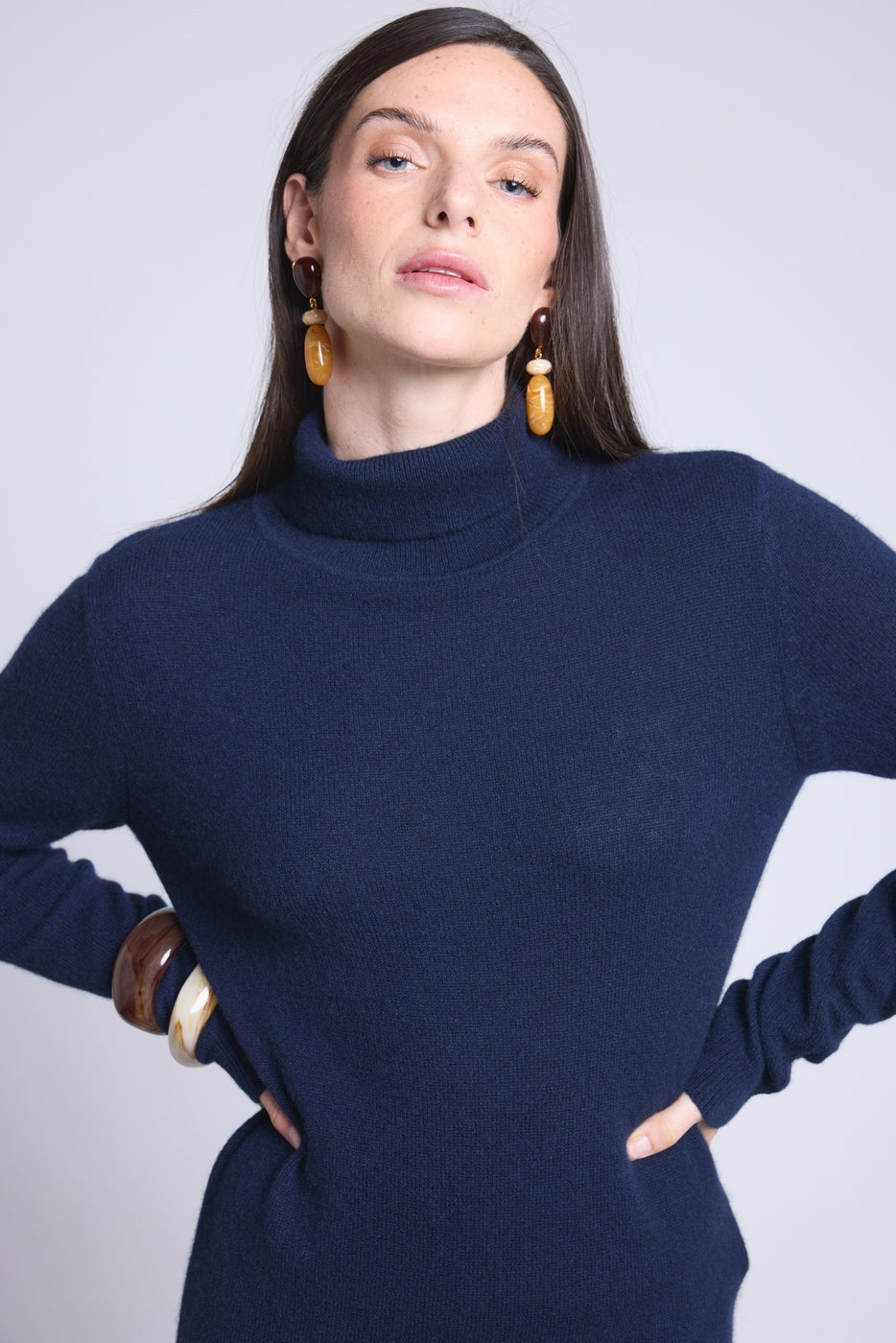 Jersey de cuello alto Iris - Azul marino - Mujer