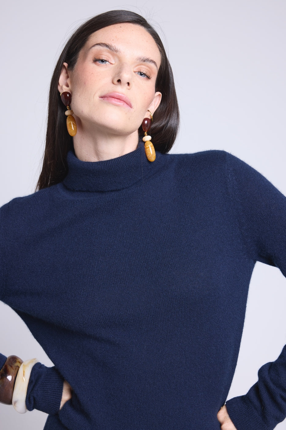 Jersey de cuello alto Iris - Azul marino - Mujer