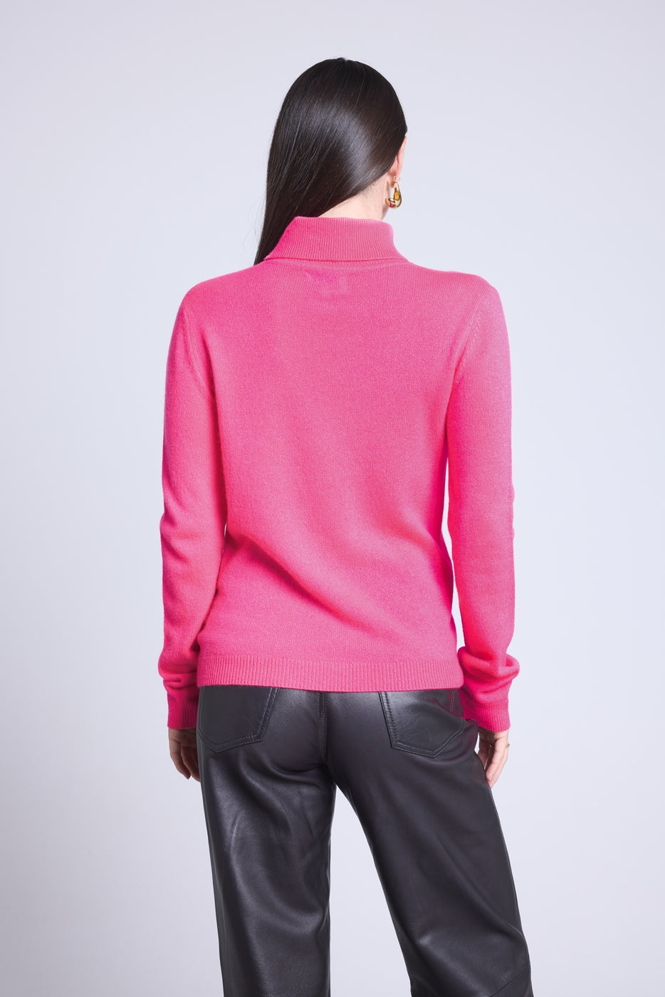 Rollkragenpullover Iris – Neonpink – Damen – 100 % Kaschmir