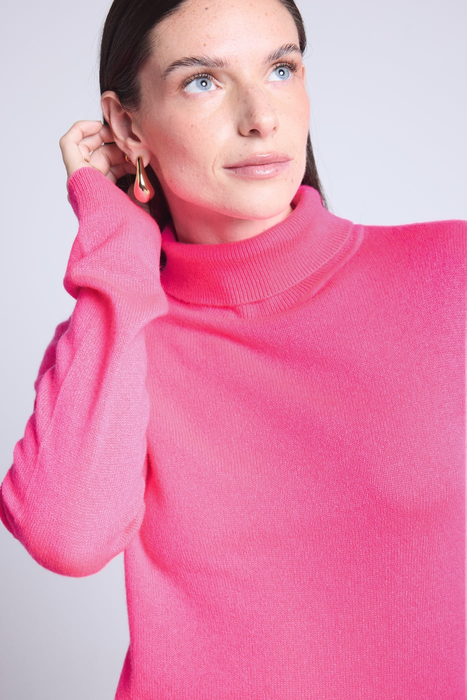 Rollkragenpullover Iris – Neonpink – Damen – 100 % Kaschmir