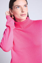 Rollkragenpullover Iris – Neonpink – Damen – 100 % Kaschmir