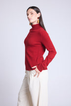Pull Col Roule Iris - Rouge Bordeau - Femme