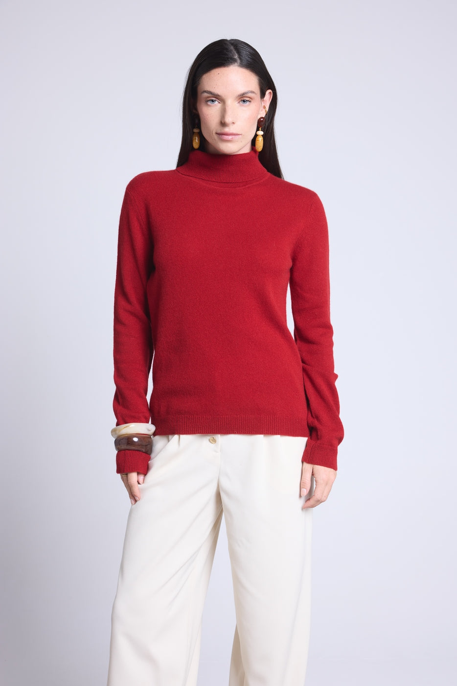 Pull Col Roule Iris - Rouge Bordeau - Femme