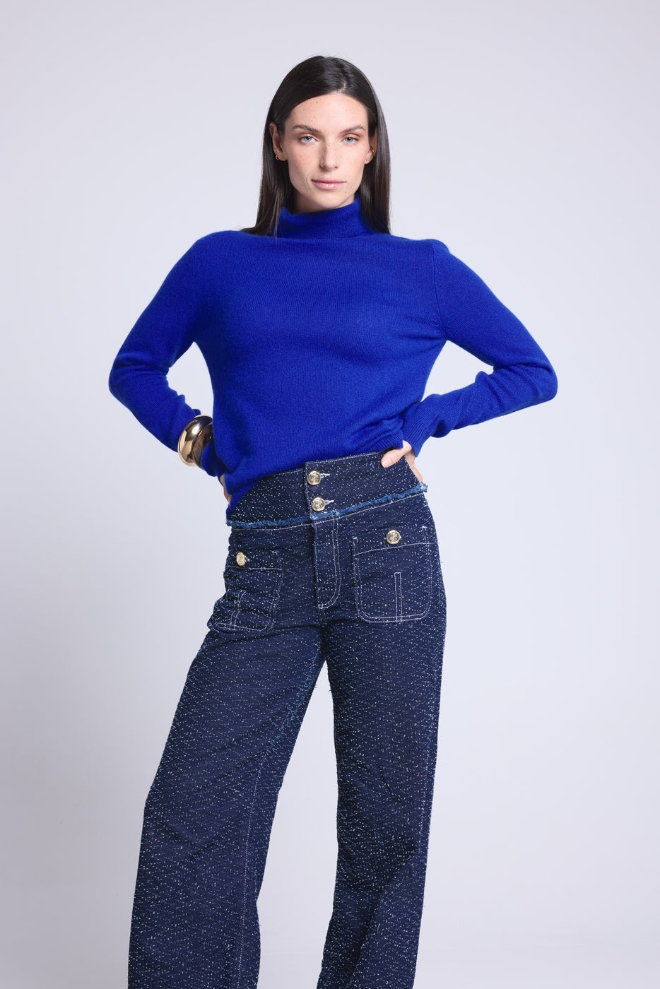 Pull Col Roule Iris - Bleu Roi - Femme