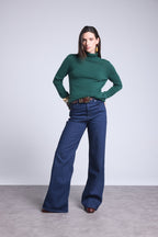 Jersey de cuello alto Iris - Verde botella - Mujer