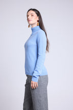 Pull Col Roule Iris - Bleu Ciel - Femme