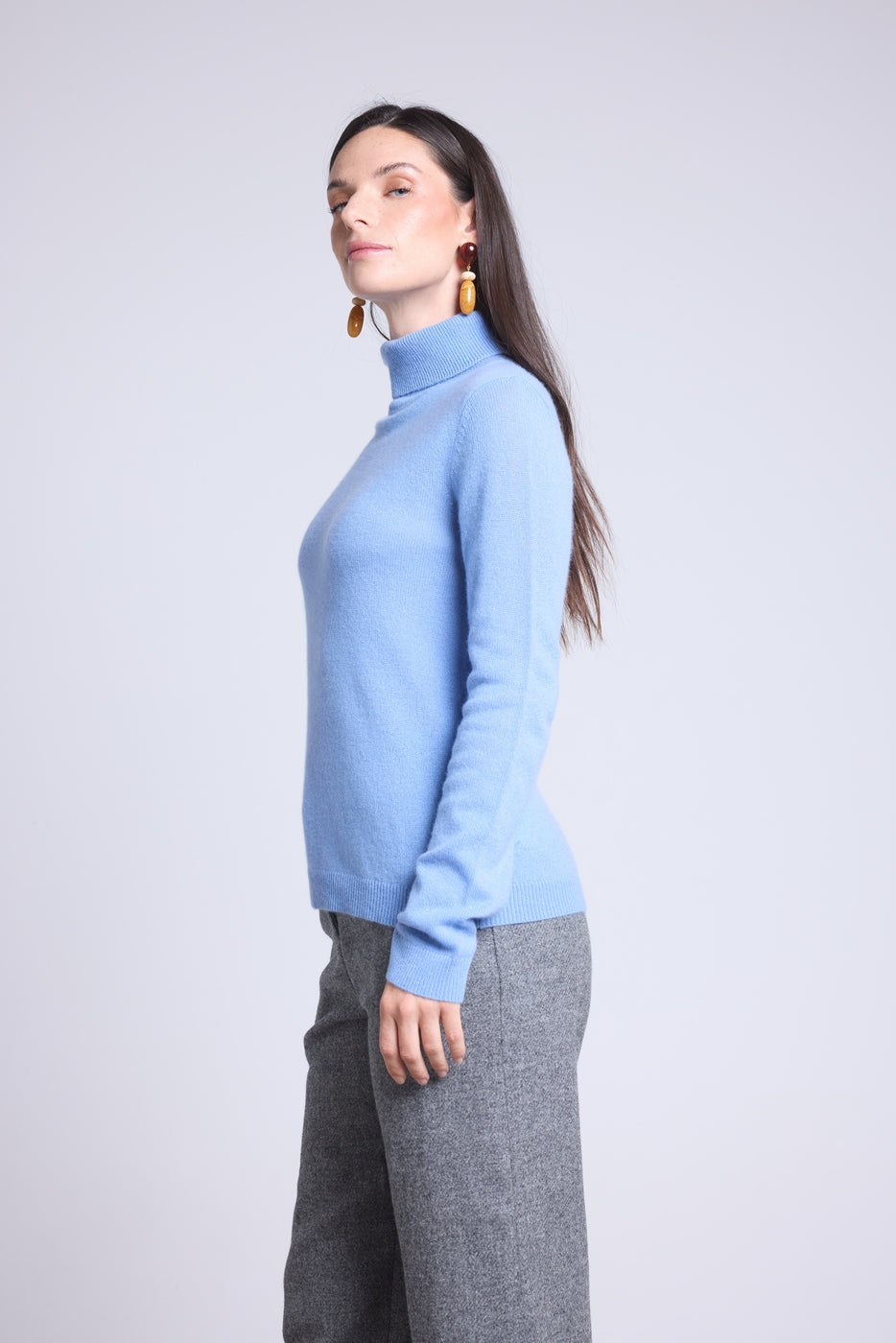 Pull Col Roule Iris - Bleu Ciel - Femme