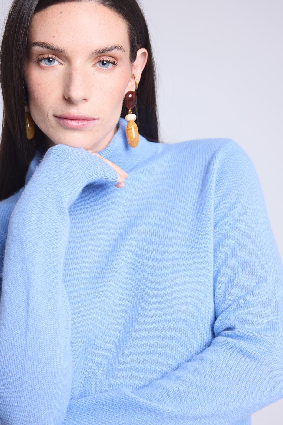 Pull Col Roule Iris - Bleu Ciel - Femme