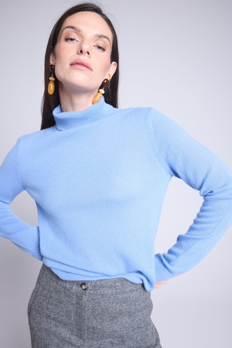 Pull Col Roule Iris - Bleu Ciel - Femme