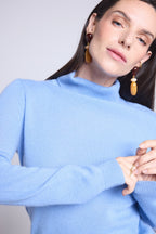 Pull Col Roule Iris - Bleu Ciel - Femme