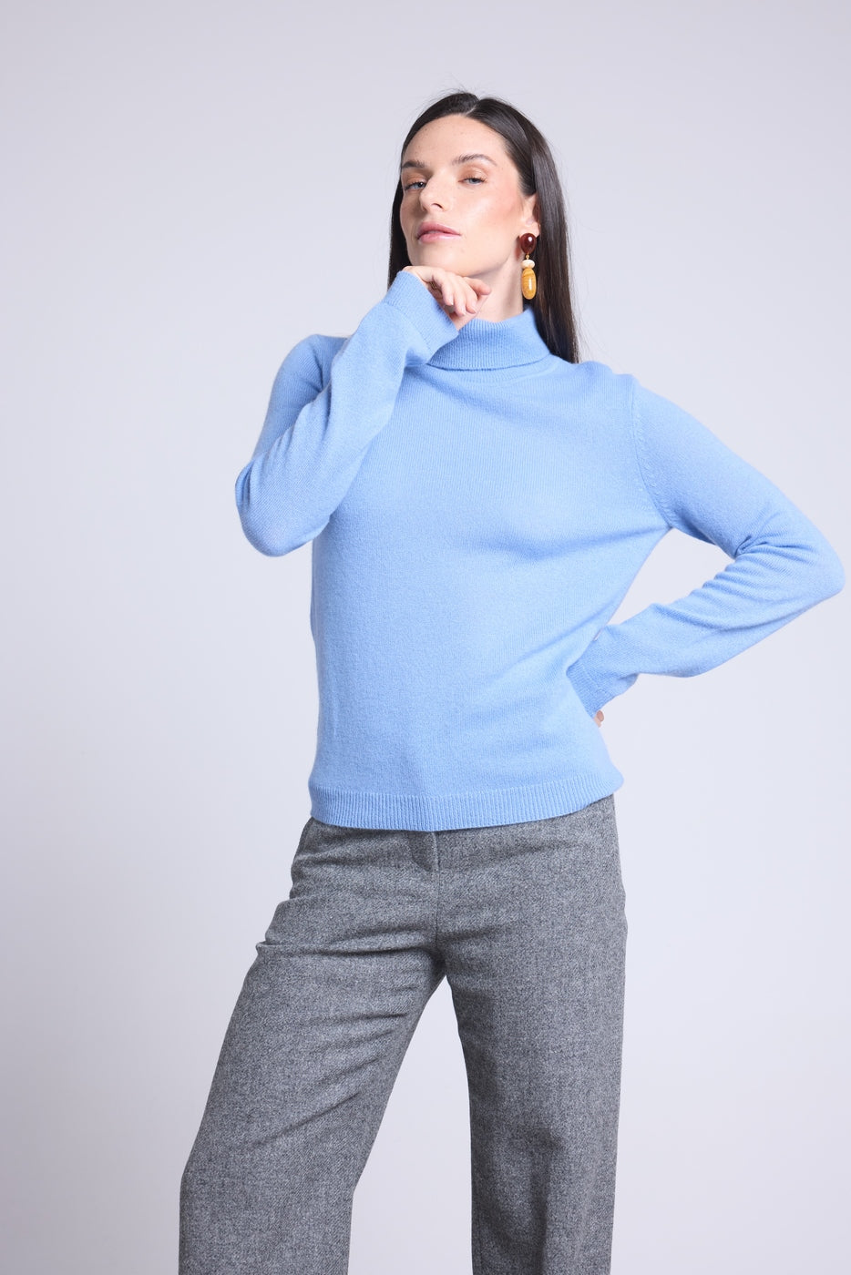 Pull Col Roule Iris - Bleu Ciel - Femme