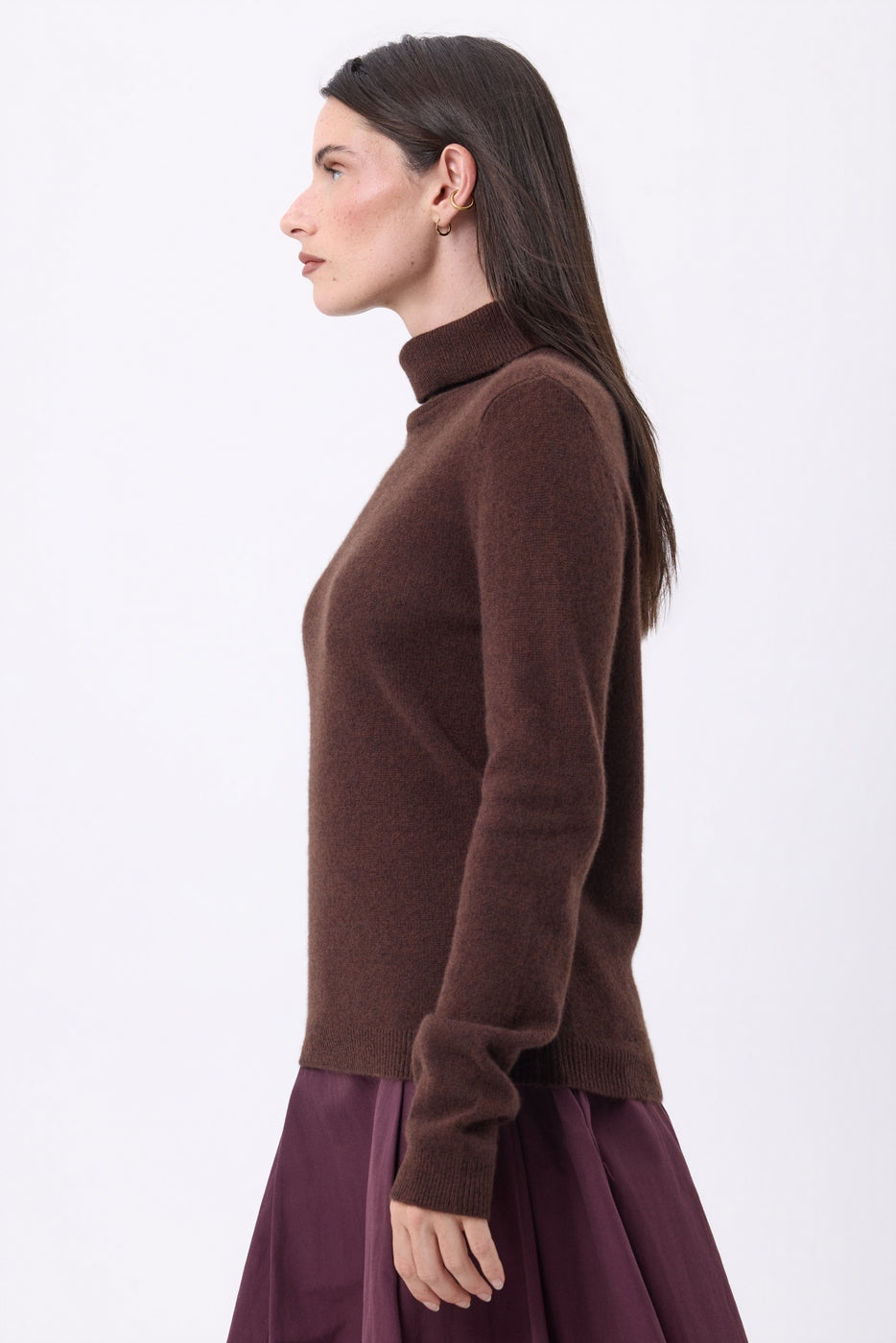 Iris Roll Neck Jumper - Chocolate Brown - Women