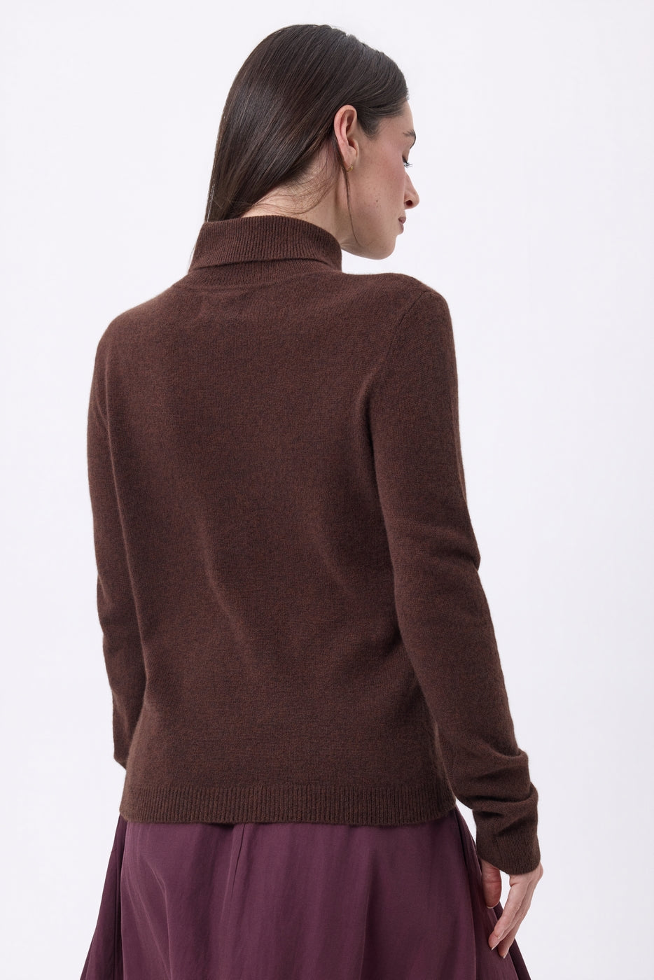 Iris Roll Neck Jumper - Chocolate Brown - Women