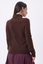 Iris Roll Neck Jumper - Chocolate Brown - Women