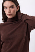 Iris Roll Neck Jumper - Chocolate Brown - Women