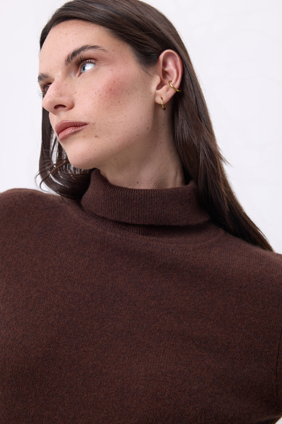 Iris Roll Neck Jumper - Chocolate Brown - Women