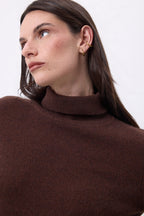 Iris Roll Neck Jumper - Chocolate Brown - Women
