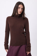 Iris Roll Neck Jumper - Chocolate Brown - Women