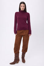 Pull Col Roule Iris - Lie-De-Vin - Femme