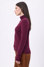 Pull Col Roule Iris - Lie-De-Vin - Femme