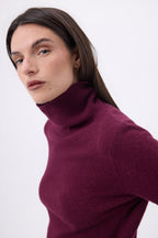Pull Col Roule Iris - Lie-De-Vin - Femme