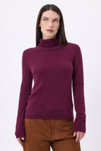 Pull Col Roule Iris - Lie-De-Vin - Femme