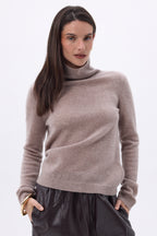 Jersey de cuello alto Iris - Avellana - Mujer