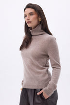 Jersey de cuello alto Iris - Avellana - Mujer