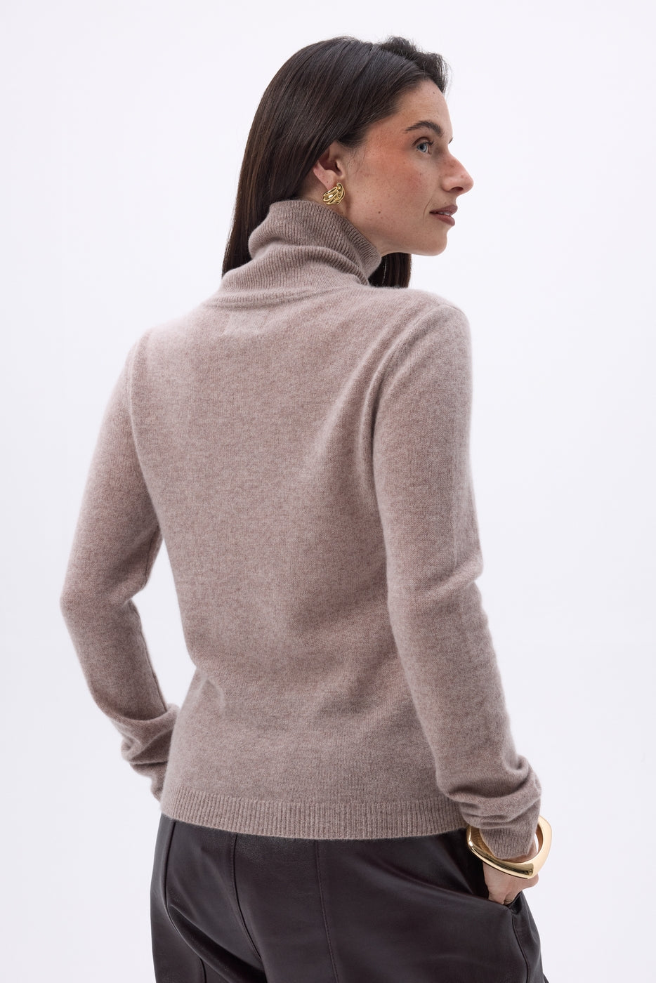 Jersey de cuello alto Iris - Avellana - Mujer