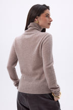 Jersey de cuello alto Iris - Avellana - Mujer