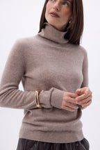 Jersey de cuello alto Iris - Avellana - Mujer