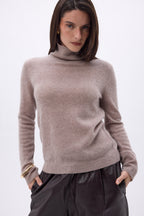 Jersey de cuello alto Iris - Avellana - Mujer