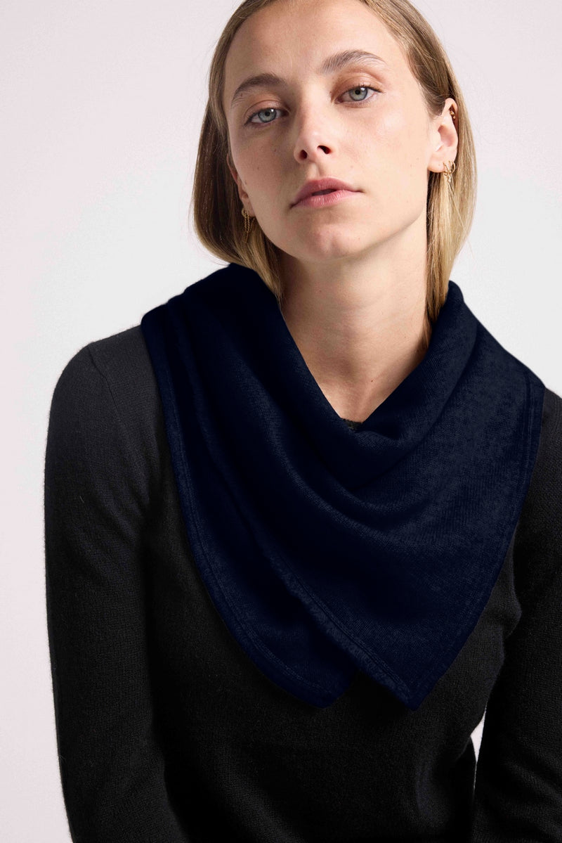 Irma Fringe Scarf - Navy - 100% Oeko-Tex Cashmere - Mixed