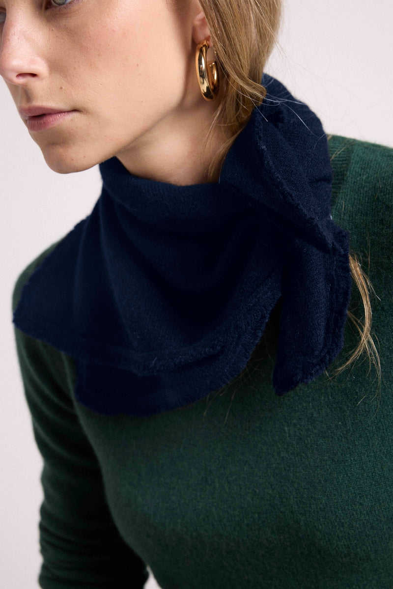 Irma Fringe Scarf - Navy - 100% Oeko-Tex Cashmere - Mixed