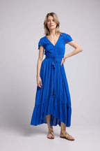 Vestido largo de manga corta - Azul