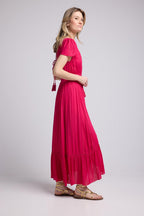 Robe Long Manches Courtes - Rouge