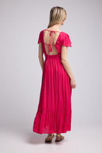 Robe Long Manches Courtes - Rouge