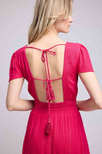 Robe Long Manches Courtes - Rouge
