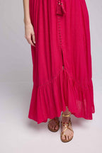 Robe Long Manches Courtes - Rouge