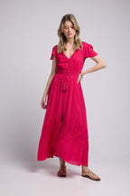 Robe Long Manches Courtes - Rouge