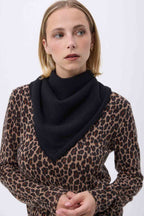 Echarpe Carrée Franges Unisexe Irma En Cachemire - Noir - Femme