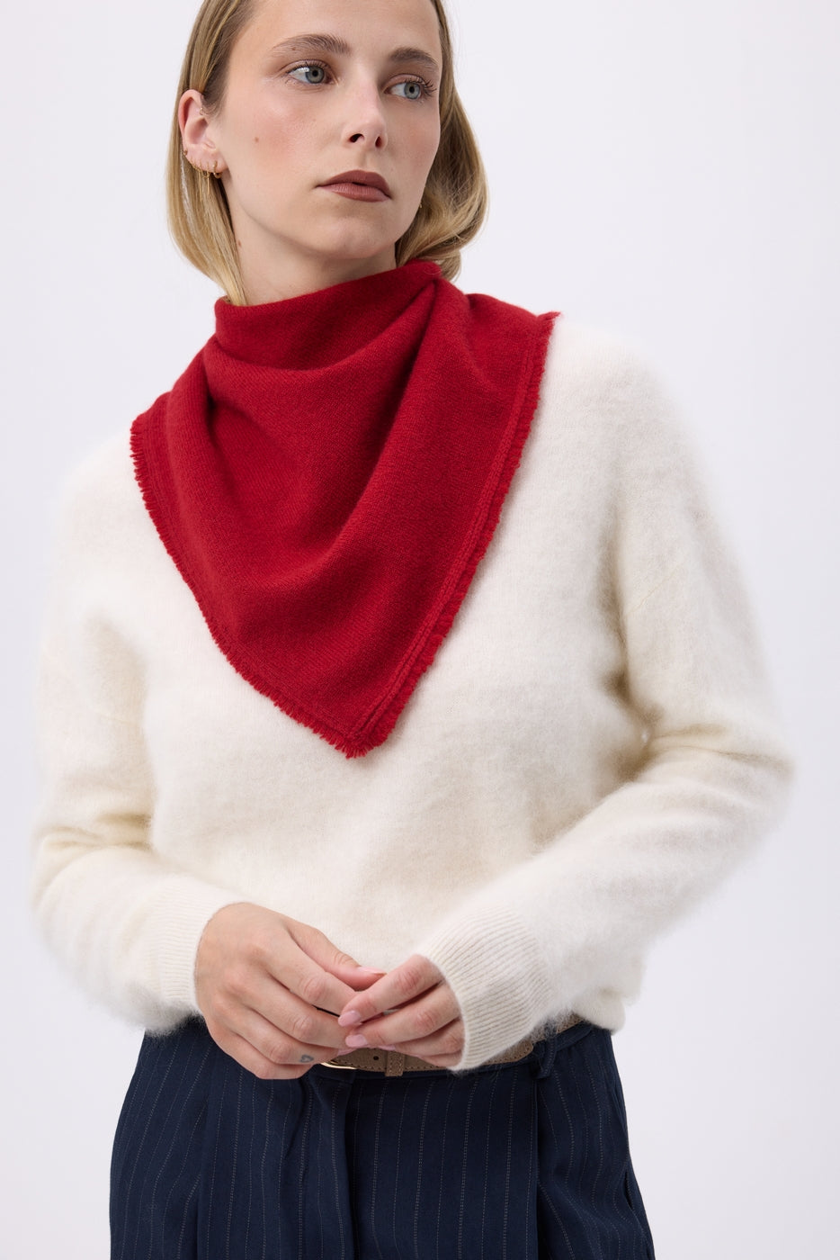 Vierkante Uniseks Franjesjaal Irma Van Kasjmier - Bordeauxrood - Dames