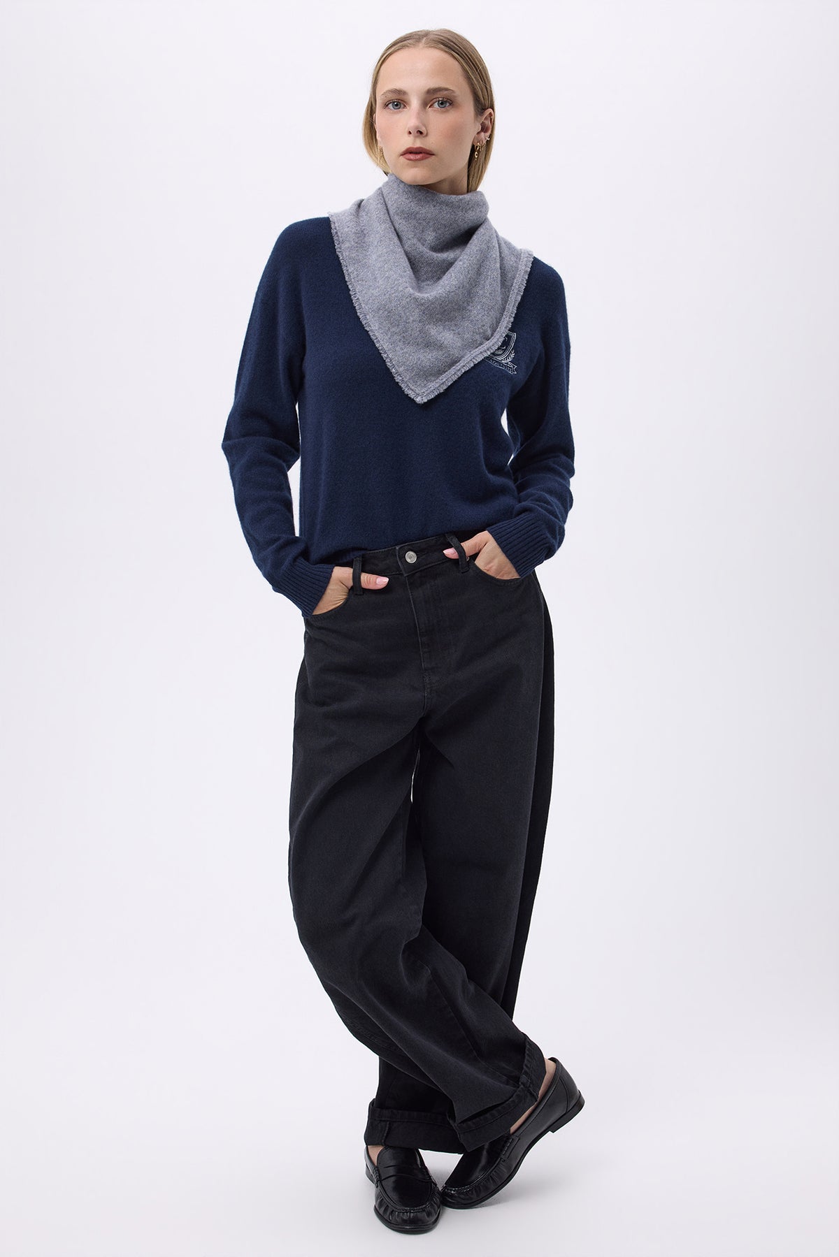 Echarpe Bandana Triange Uni Unisexe Bandana Irma - Gris Fonce - Femme