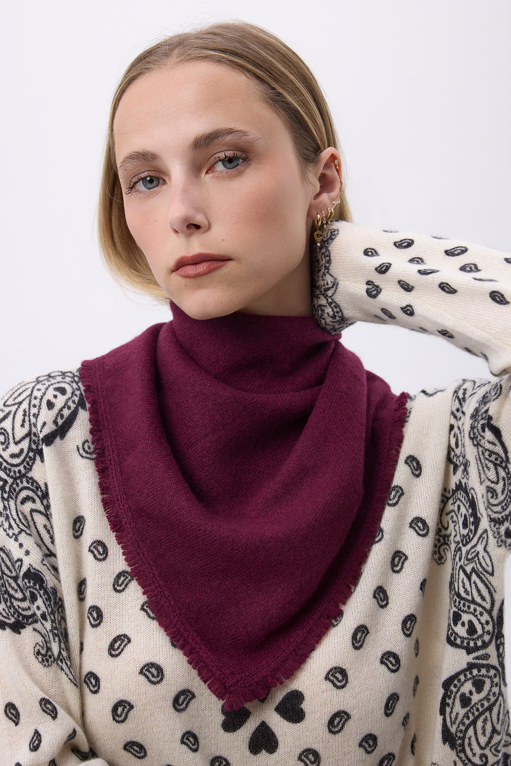Echarpe Bandana Triange Uni Unisexe Bandana Irma - Lie De Vin - Femme